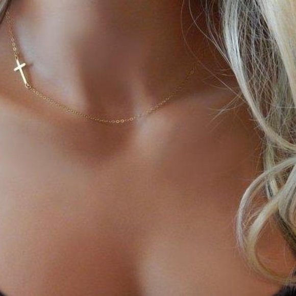 Cross Pendant Necklace-Cross Necklace-Religious  Necklaces-Choker Necklace - Picture 2 of 5